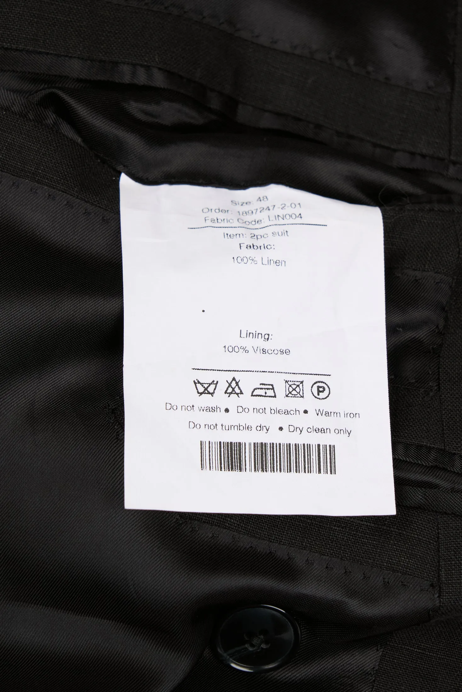 New SUITREVIEW Elmhurst Black Pure Linen DB Suit - Size 42S