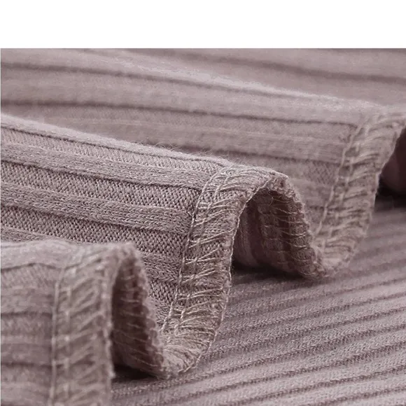 New Women Knit off shoulder camel loose tops shirt