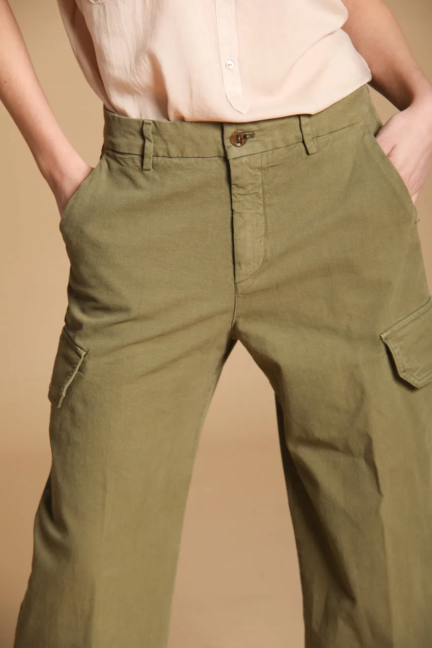 New York Studio women's Cargo Pants in slub cotton panama Relaxed fit