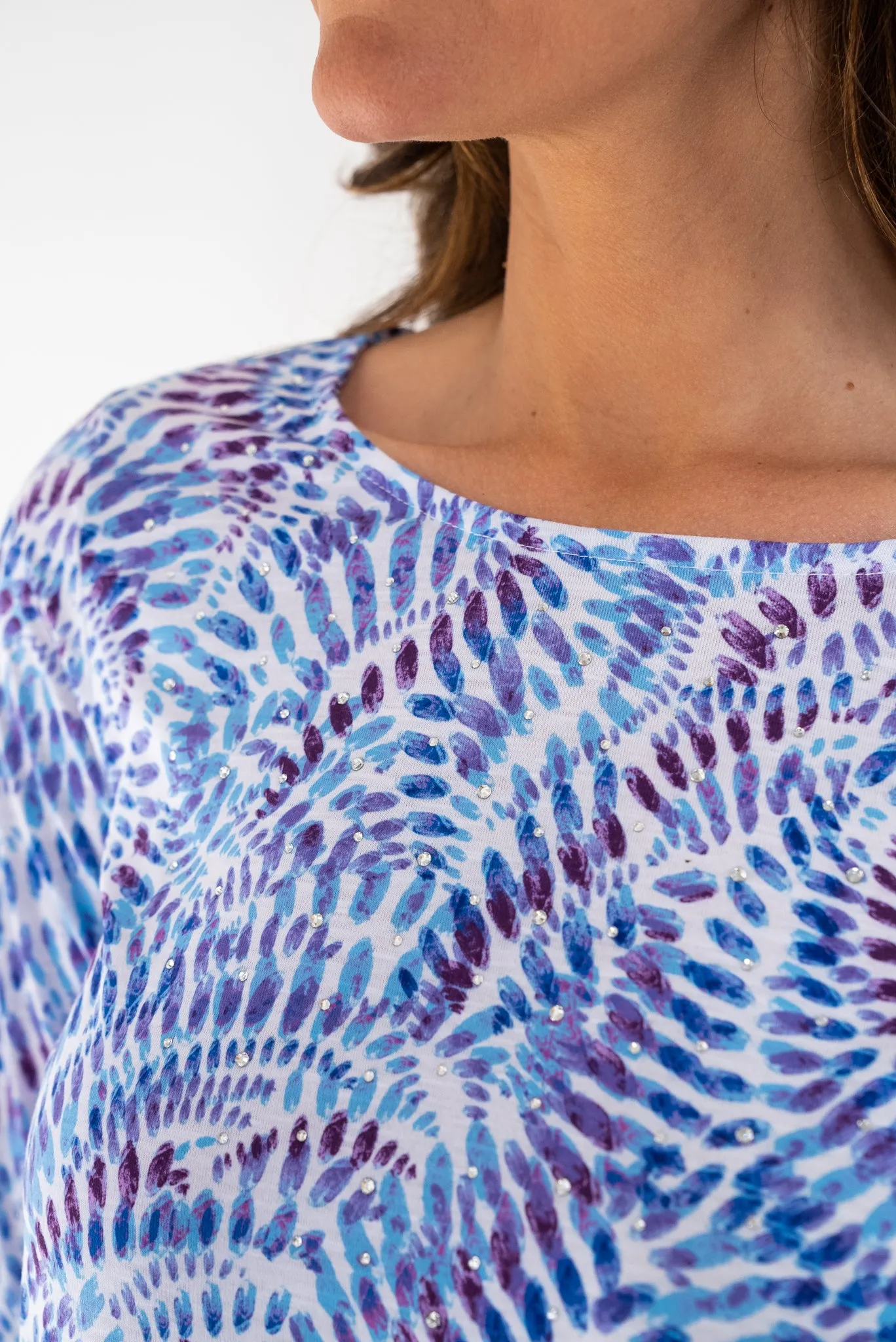 Nicole Tie Front Jeweled Blouse