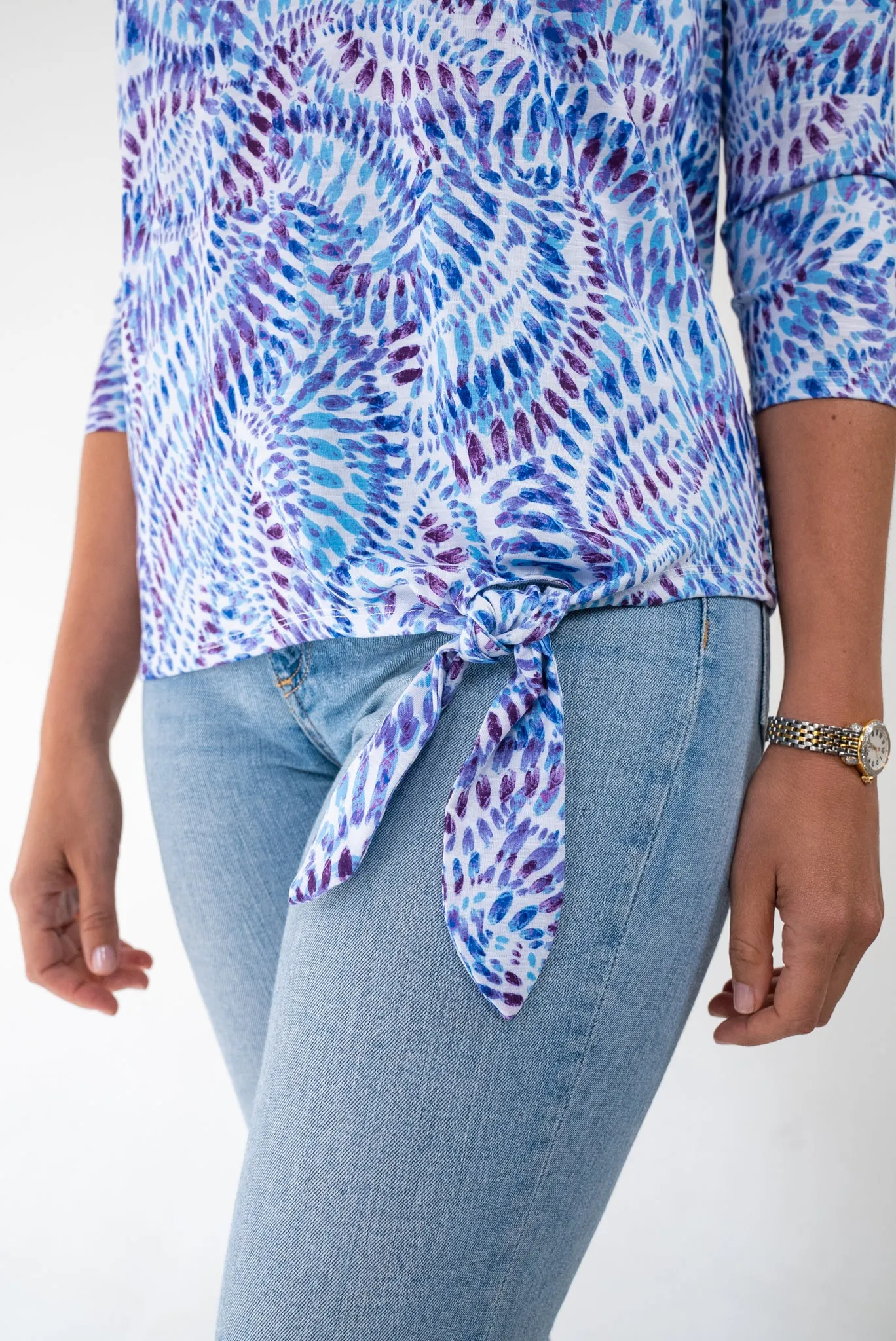 Nicole Tie Front Jeweled Blouse