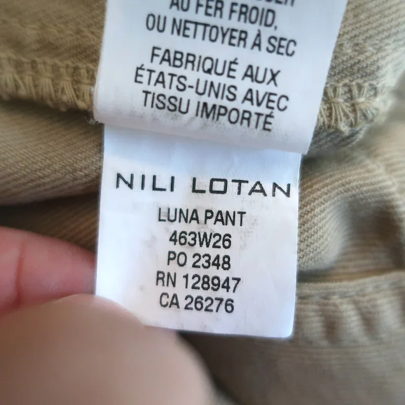 Nili Lotan Luna Pants Beige Cotton-Linen Size 4