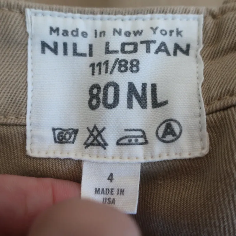 Nili Lotan Luna Pants Beige Cotton-Linen Size 4
