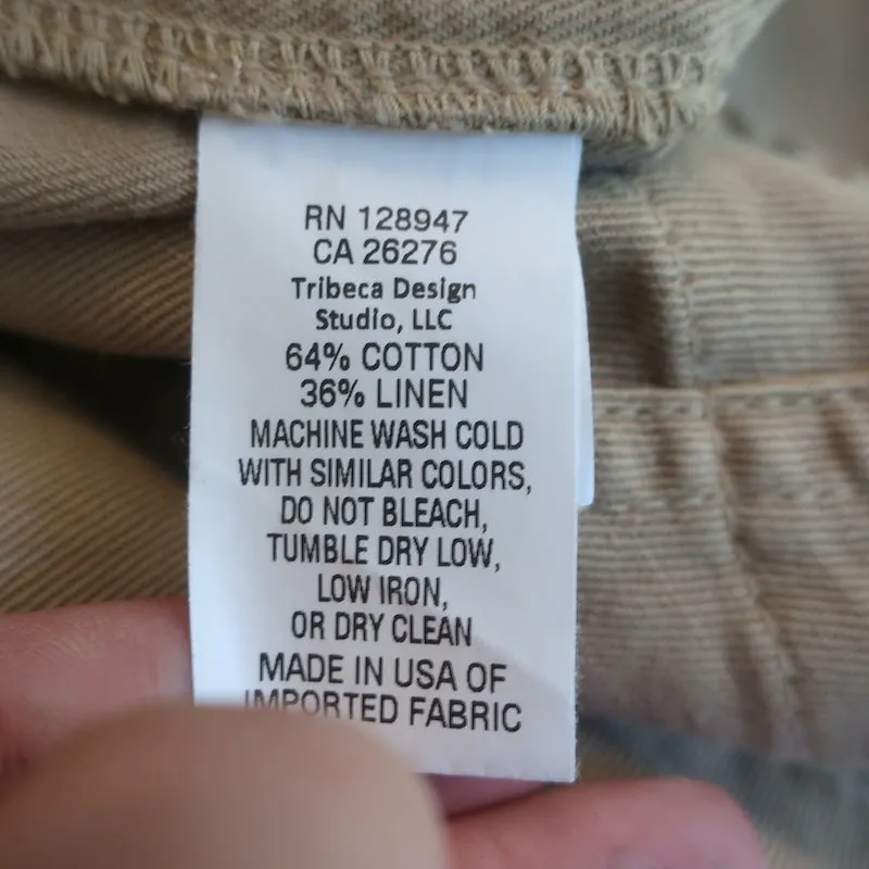 Nili Lotan Luna Pants Beige Cotton-Linen Size 4