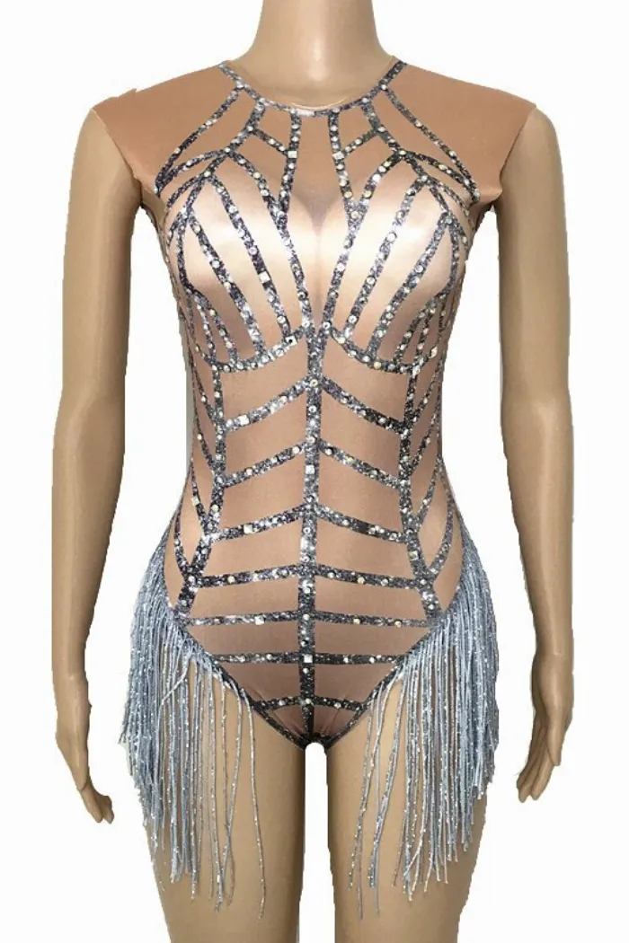 Nude Fringe Bodysuit