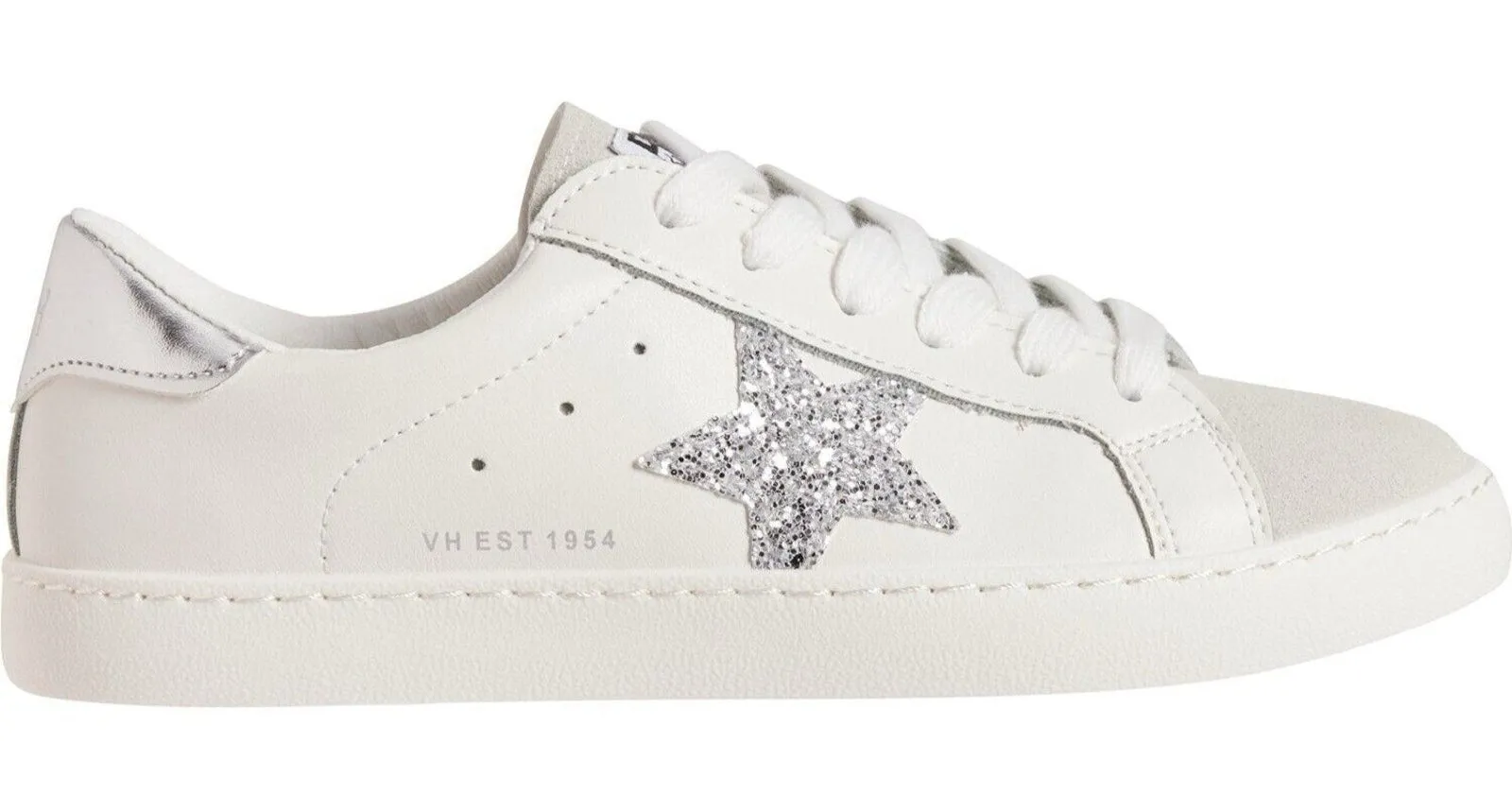 NWOT Vintage Havana Women's Carla Sneaker – White & Silver Glitter – Size 8
