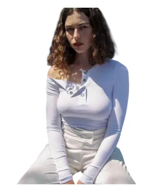 Off shoulder buttoned up shirt