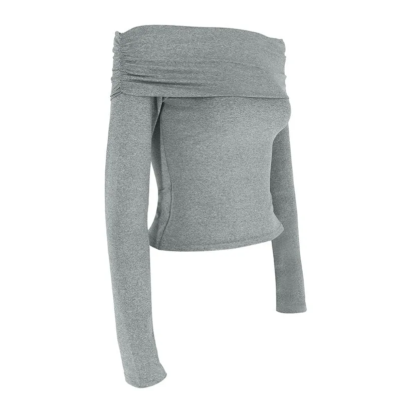Off-Shoulder Grey Top