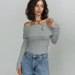 Off-Shoulder Grey Top