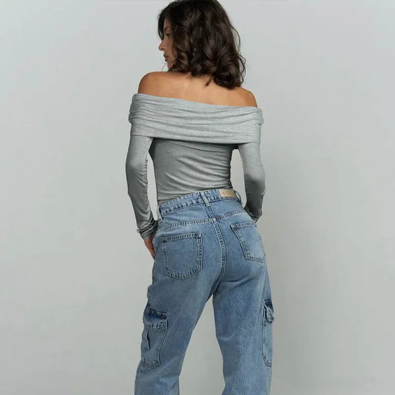 Off-Shoulder Grey Top