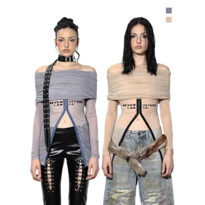 Off-Shoulder Mesh Top