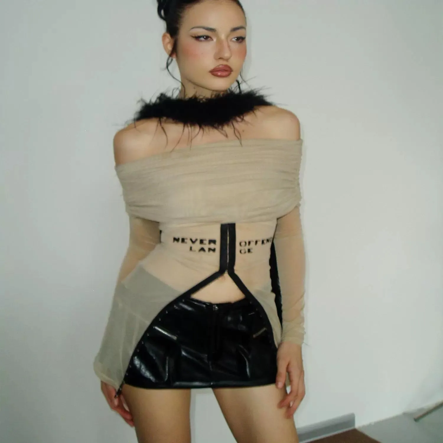 Off-Shoulder Mesh Top