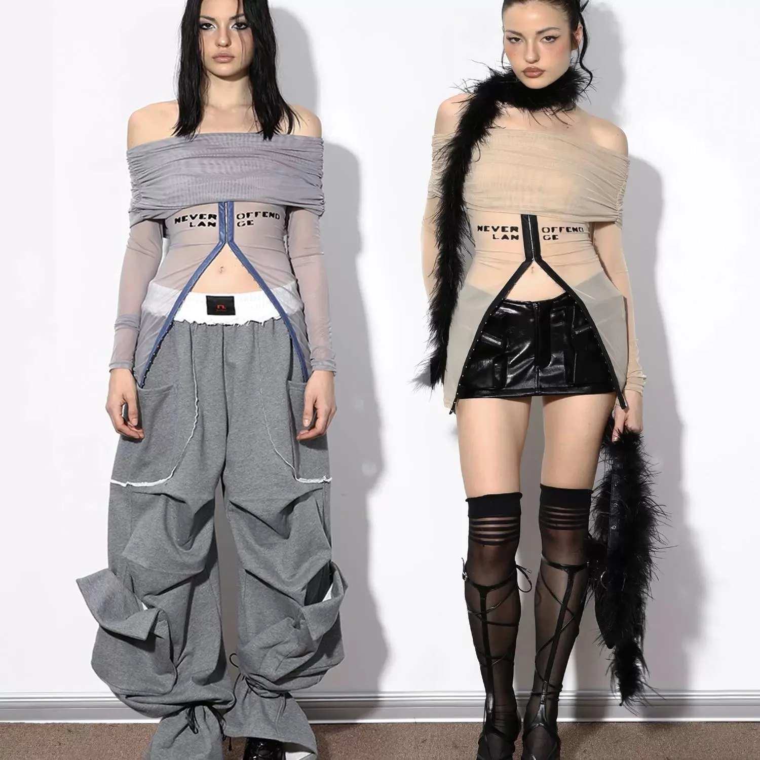 Off-Shoulder Mesh Top