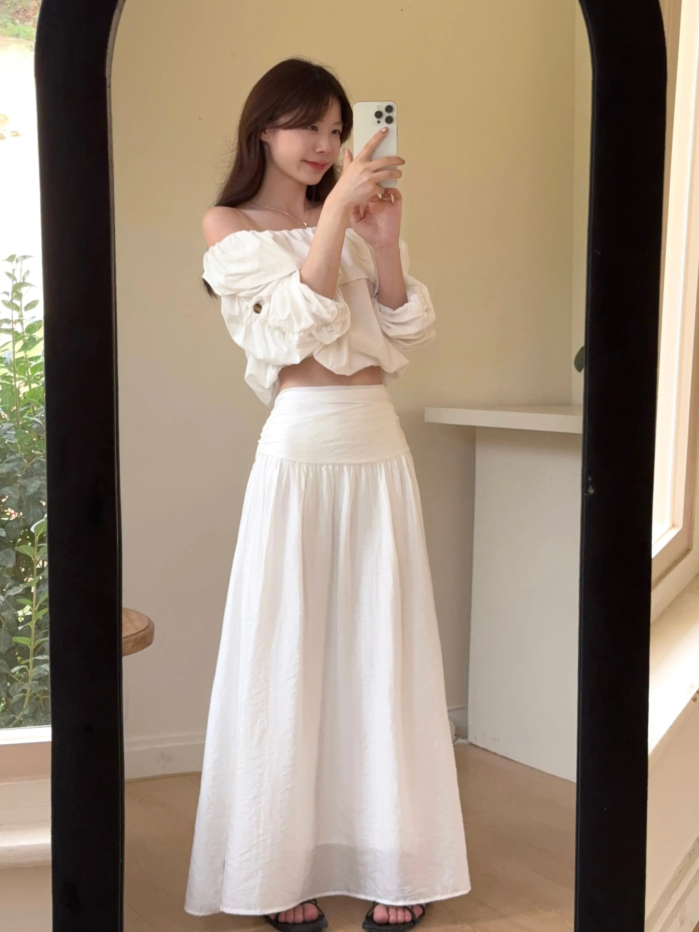 Off-Shoulder Shirt with Skirt
