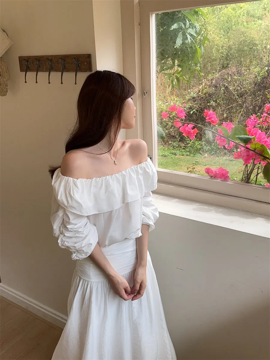 Off-Shoulder Shirt with Skirt