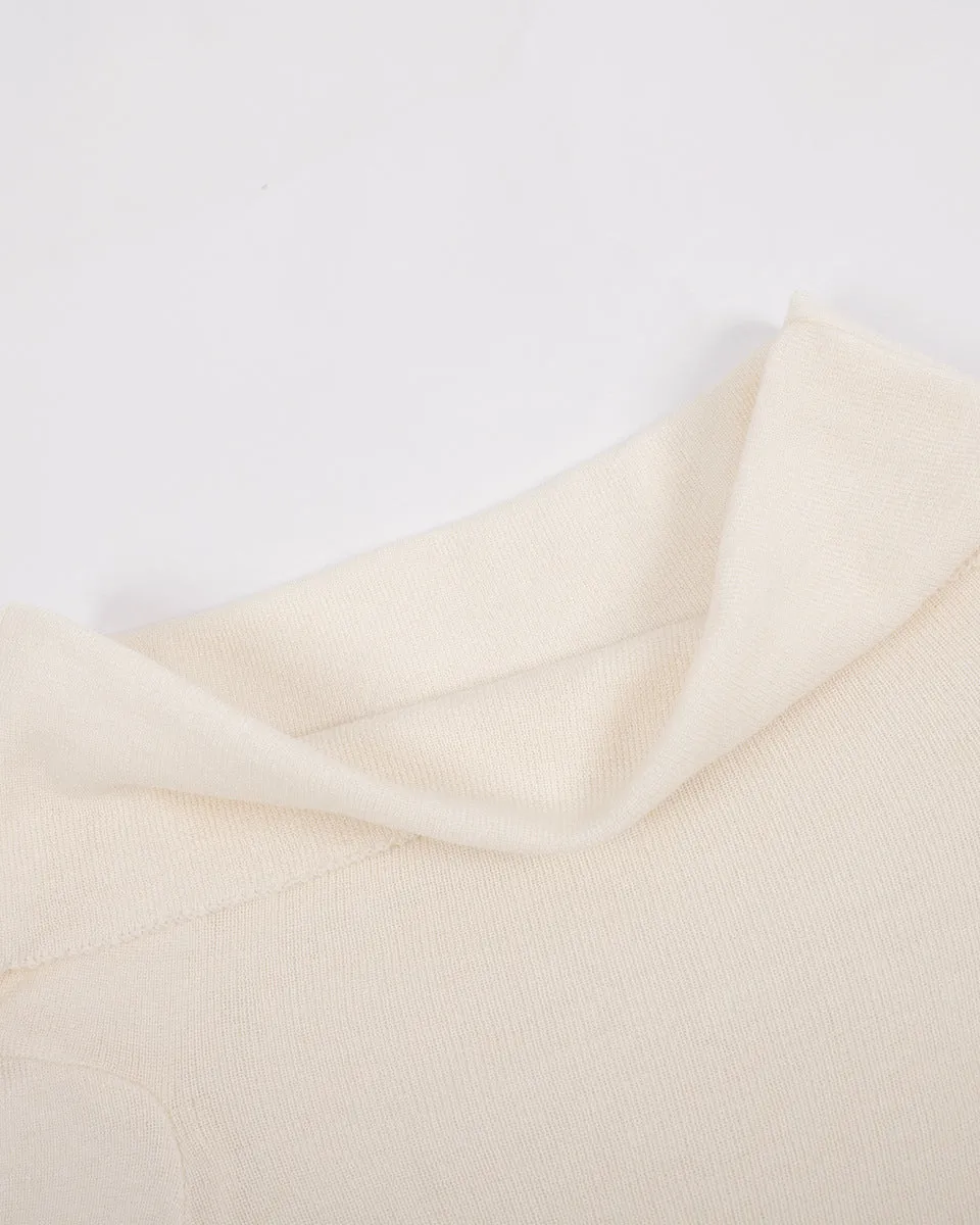 Off-The-Shoulder Bateau Neck Long-Sleeved Sweater
