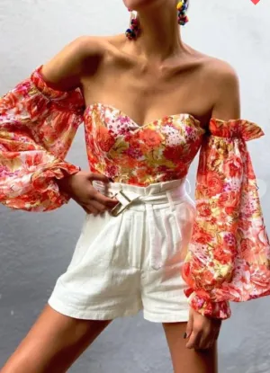Off The Shoulder Floral Blouse