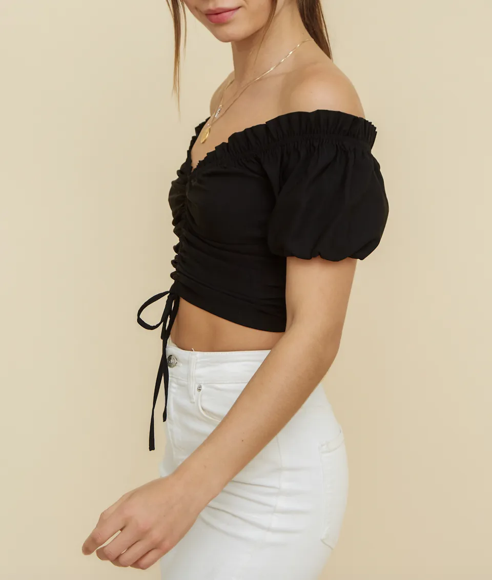 Off The Shoulder Tie Crop Top