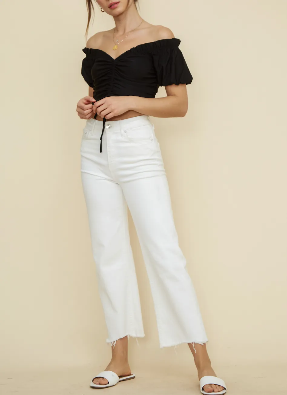 Off The Shoulder Tie Crop Top
