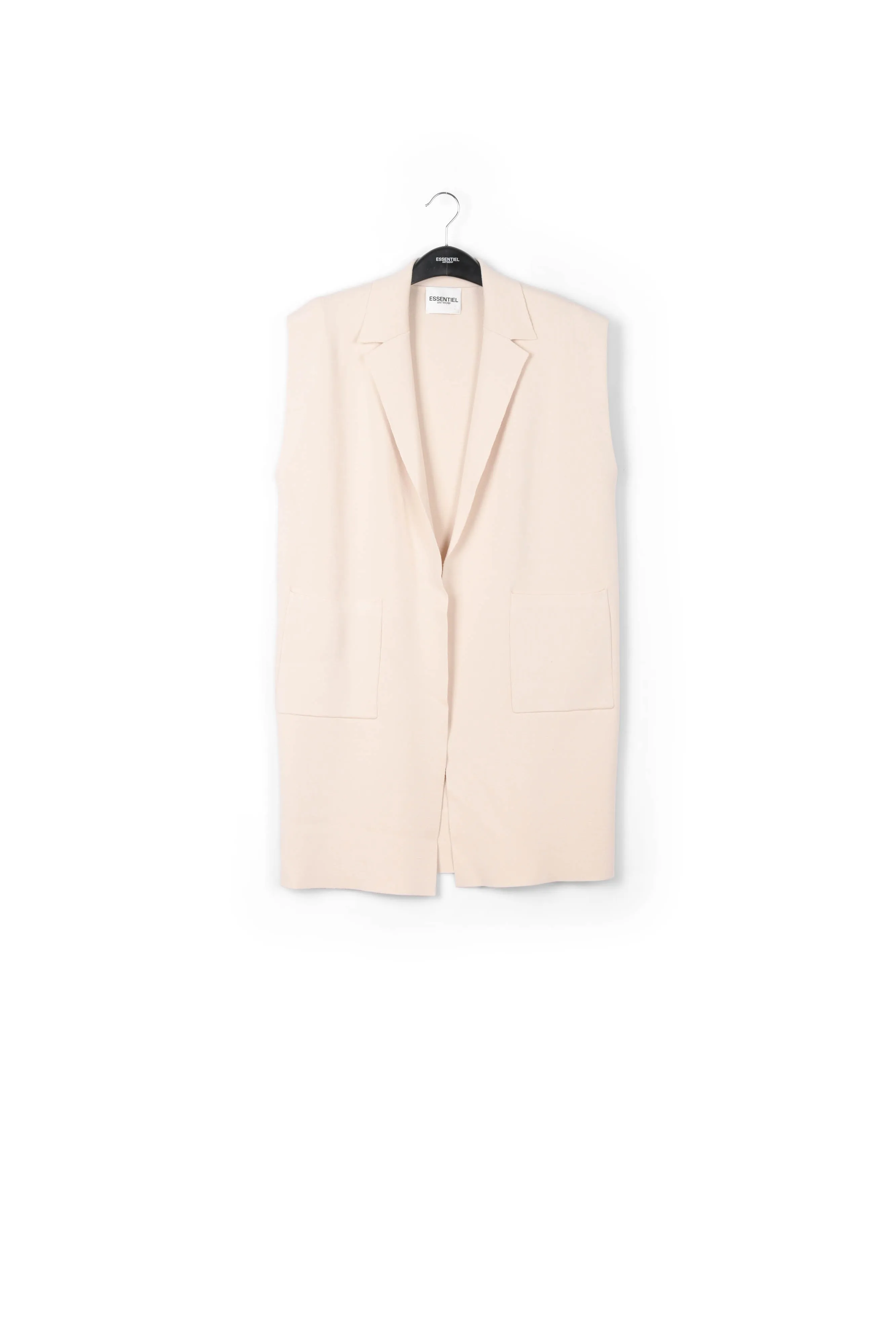 Off-white sleeveless midi-length cardigan