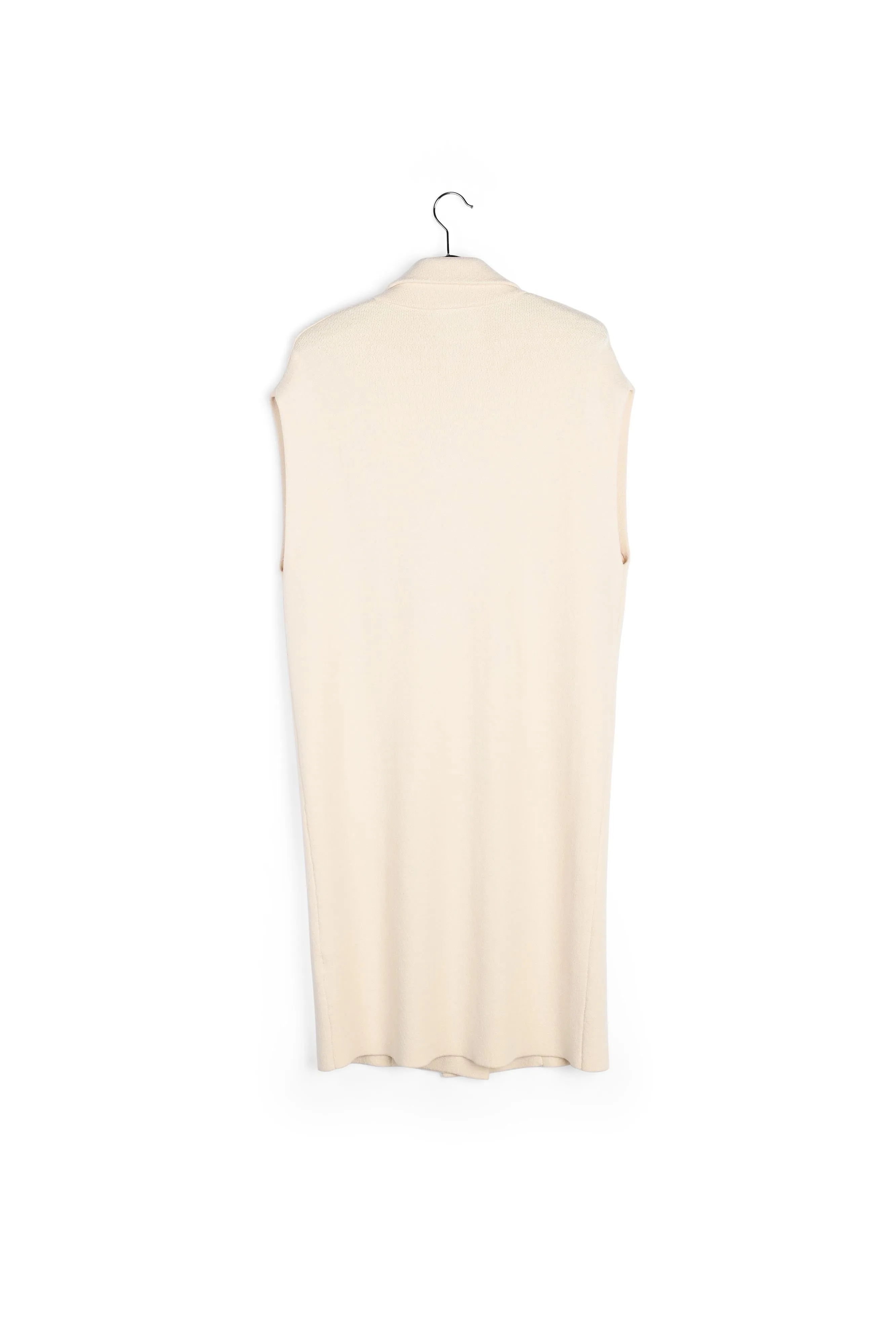 Off-white sleeveless midi-length cardigan