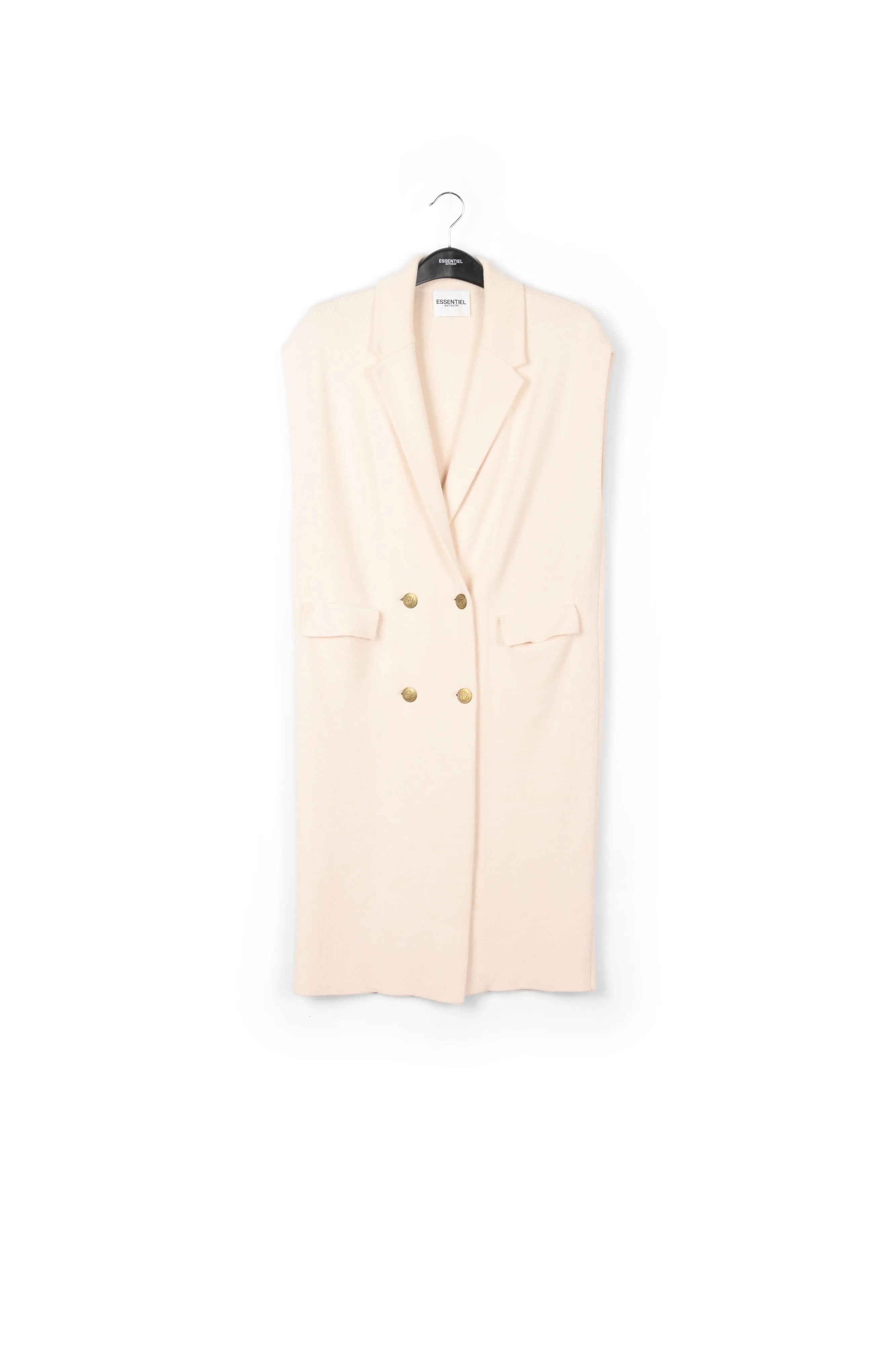Off-white sleeveless midi-length cardigan