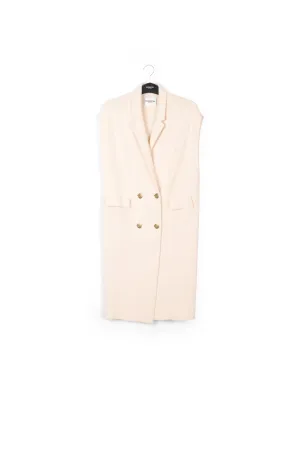 Off-white sleeveless midi-length cardigan