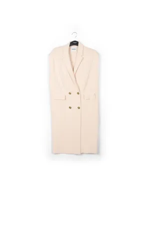 Off-white sleeveless midi-length cardigan