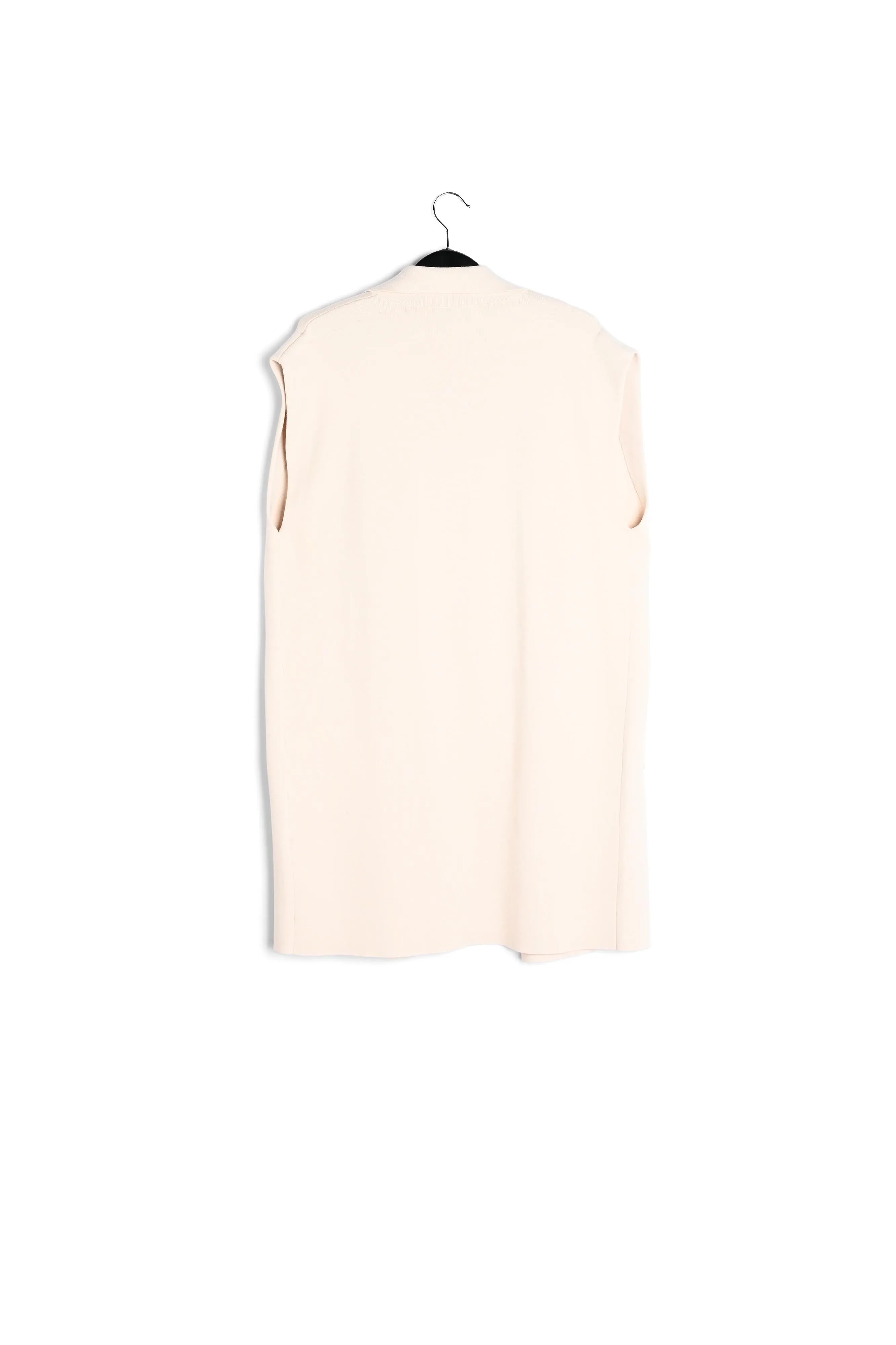 Off-white sleeveless midi-length cardigan