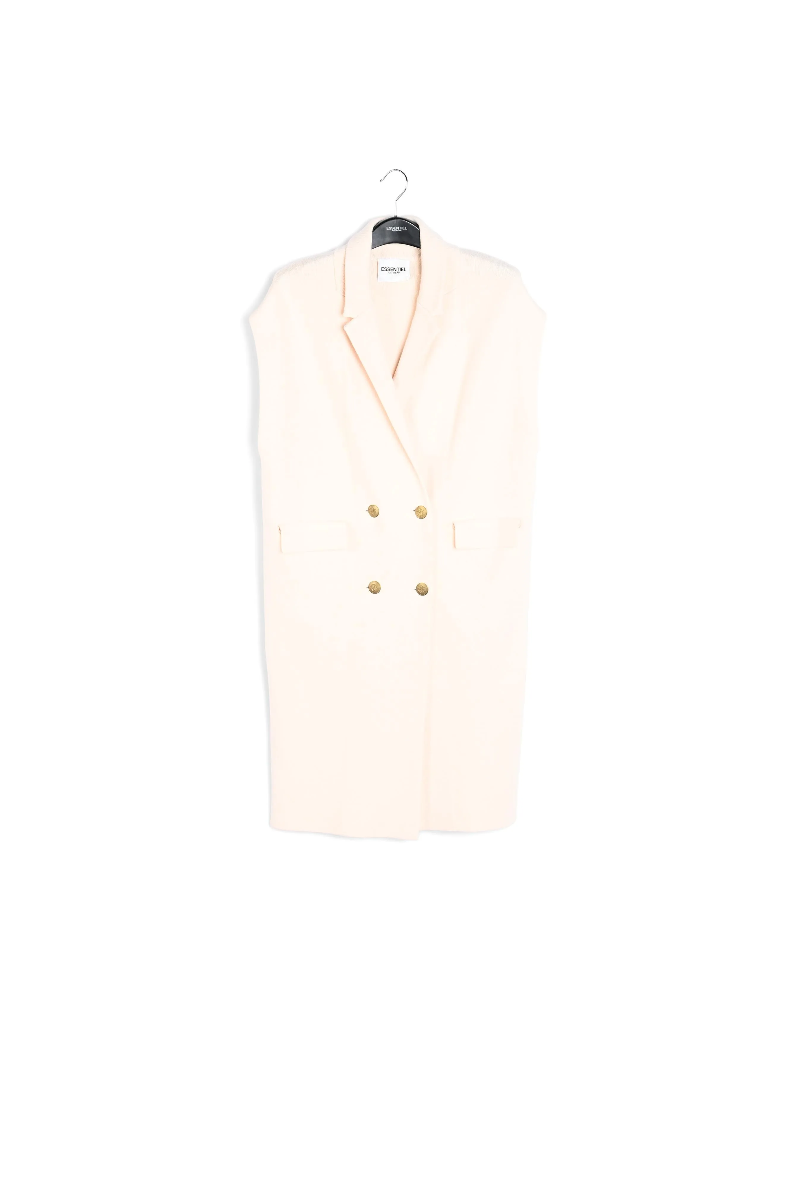 Off-white sleeveless midi-length cardigan