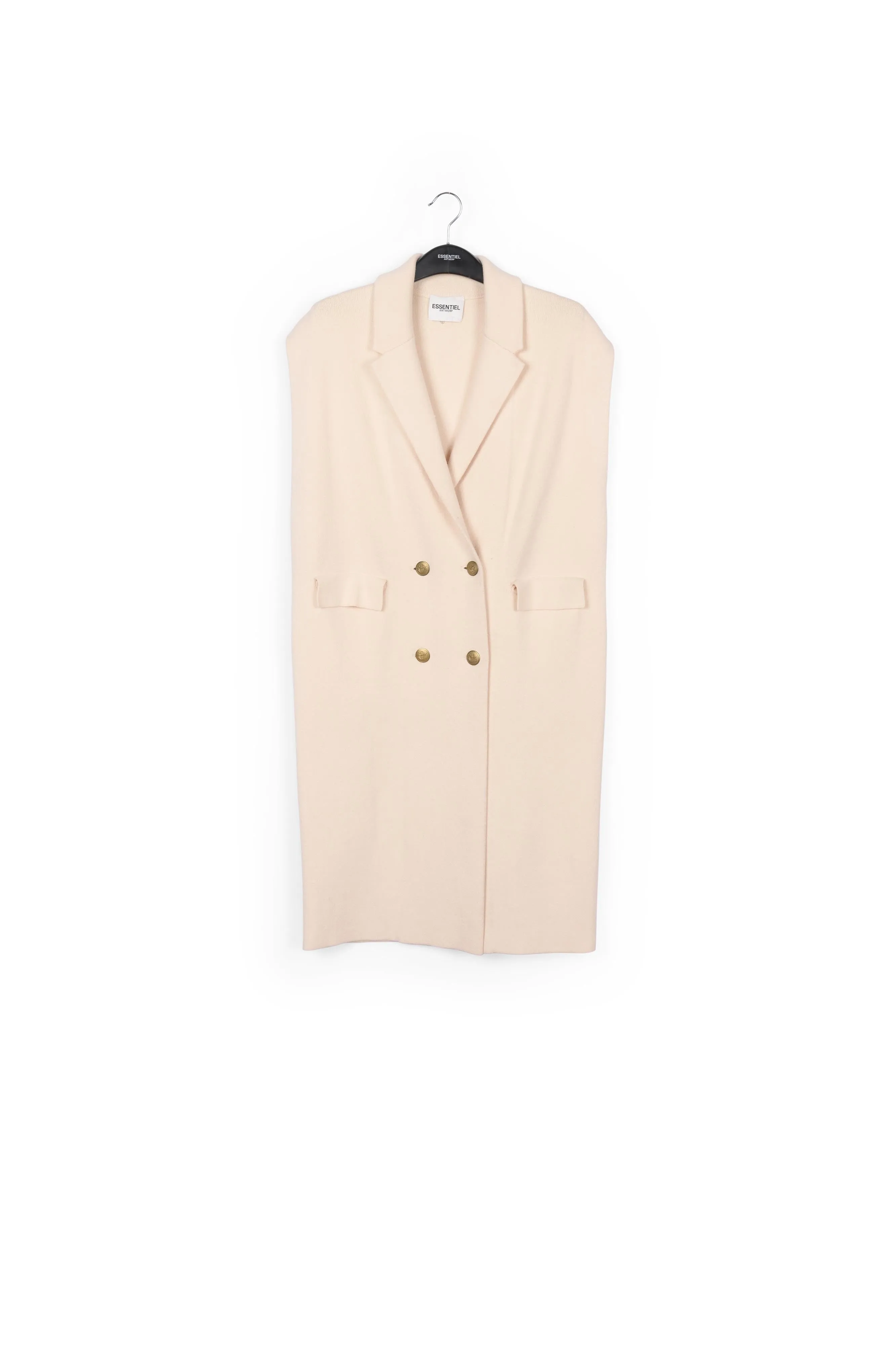 Off-white sleeveless midi-length cardigan