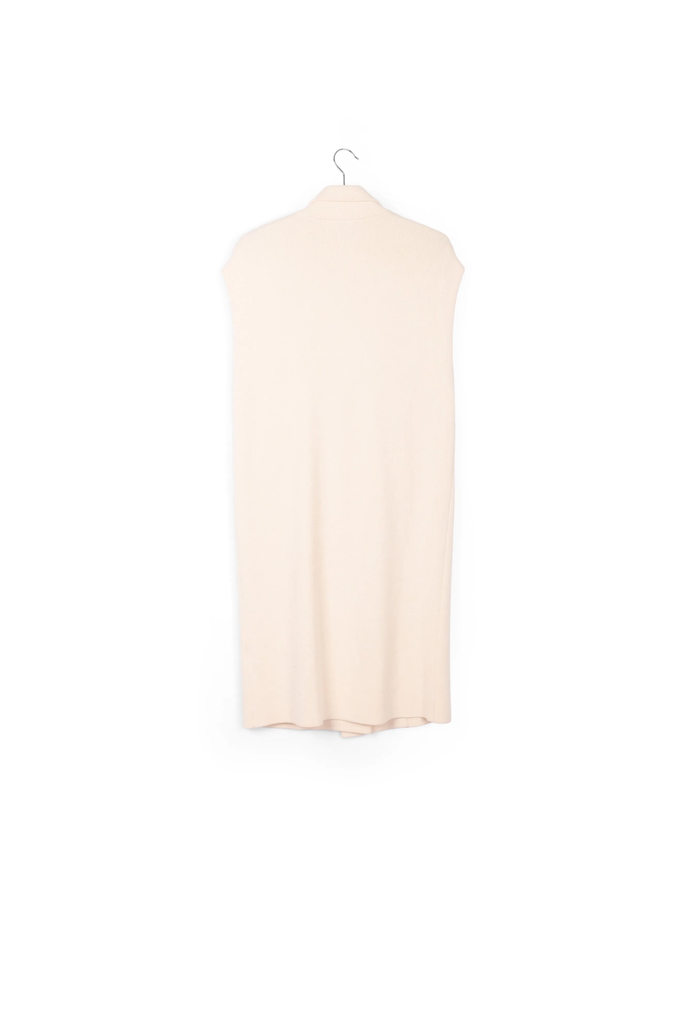 Off-white sleeveless midi-length cardigan