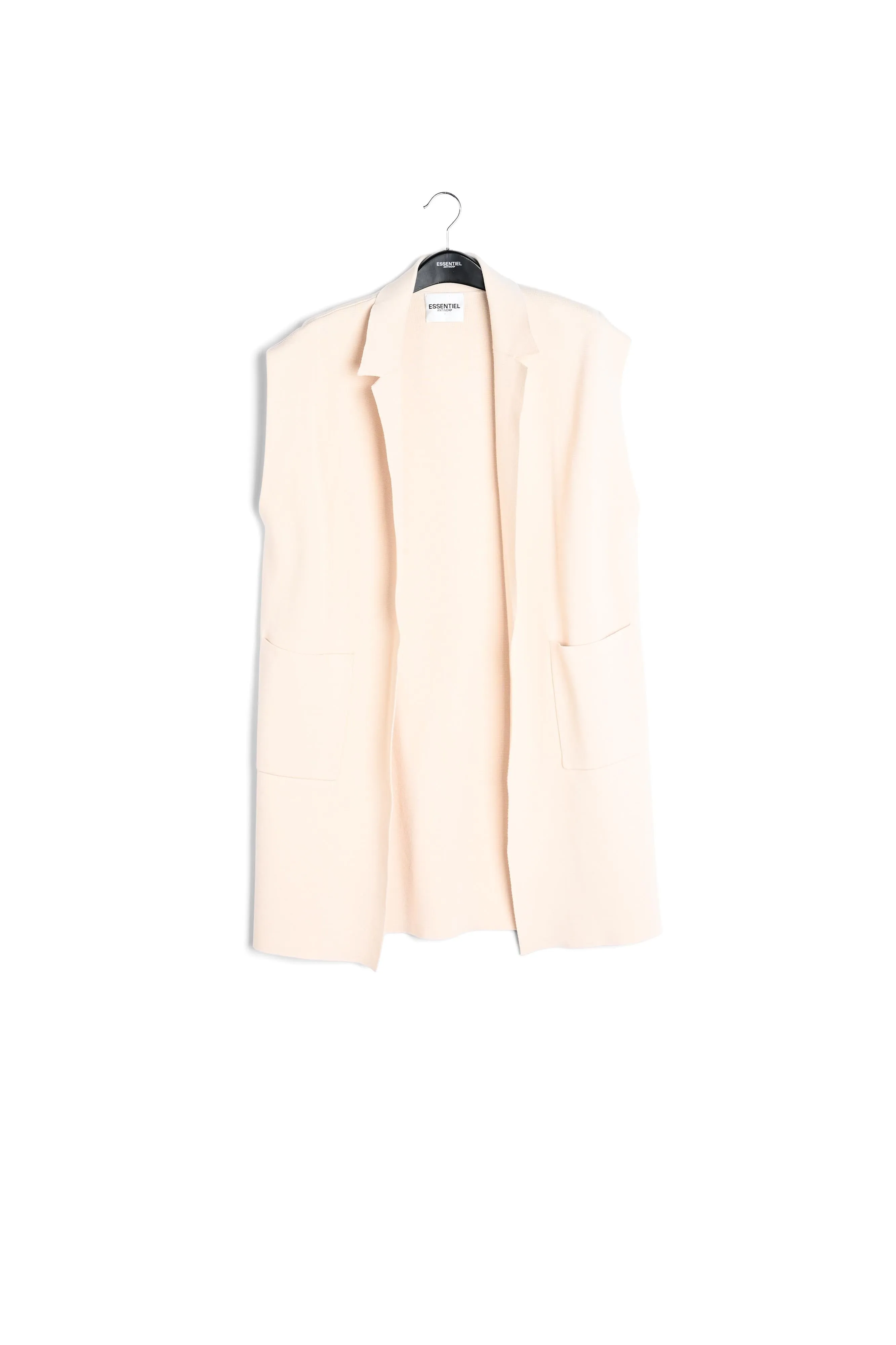 Off-white sleeveless midi-length cardigan