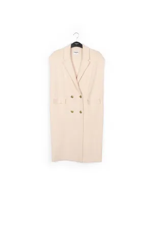 Off-white sleeveless midi-length cardigan