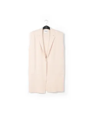 Off-white sleeveless midi-length cardigan
