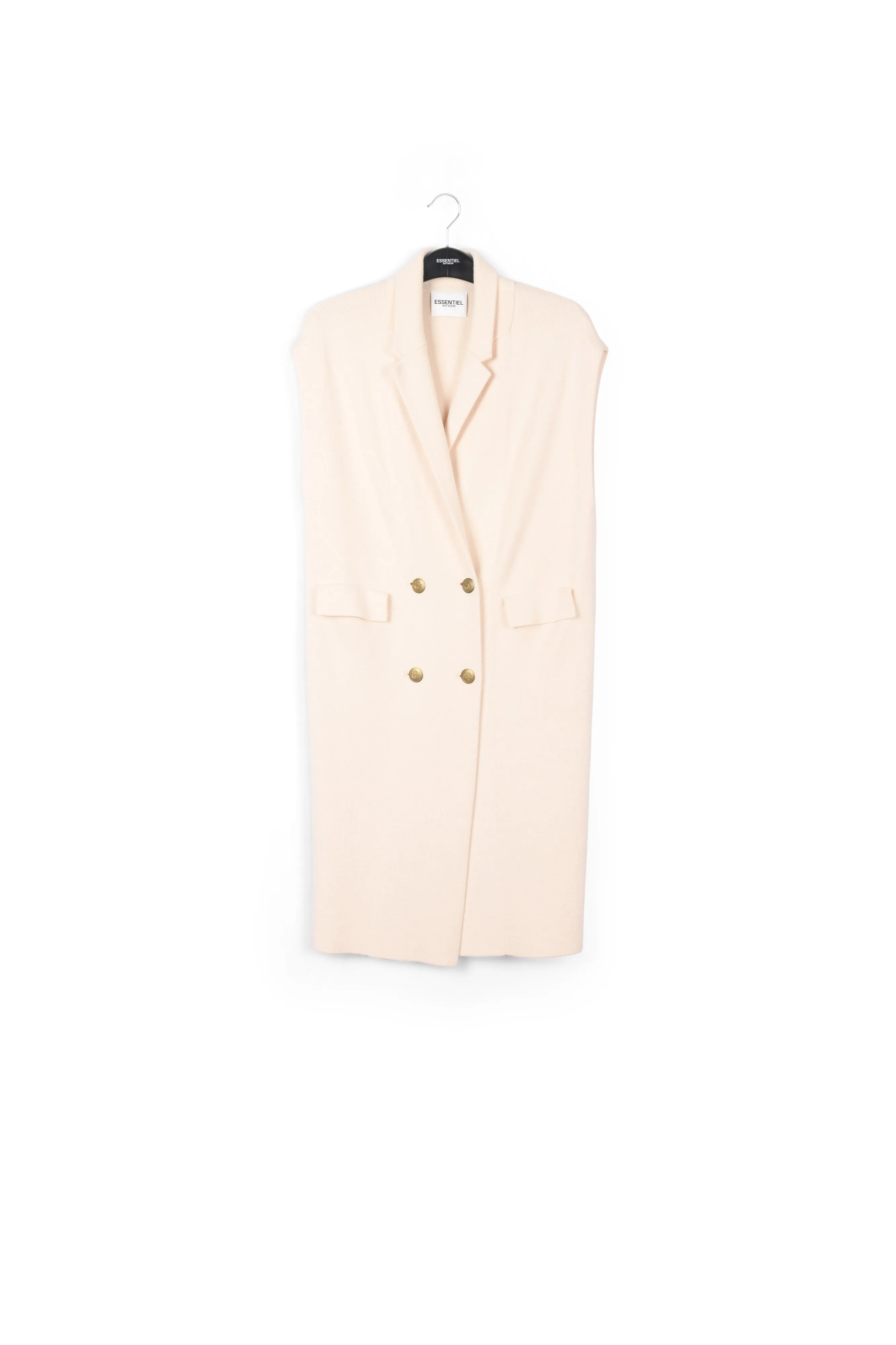 Off-white sleeveless midi-length cardigan