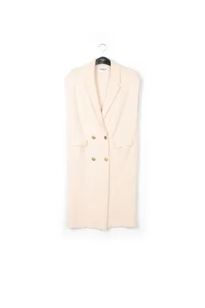 Off-white sleeveless midi-length cardigan