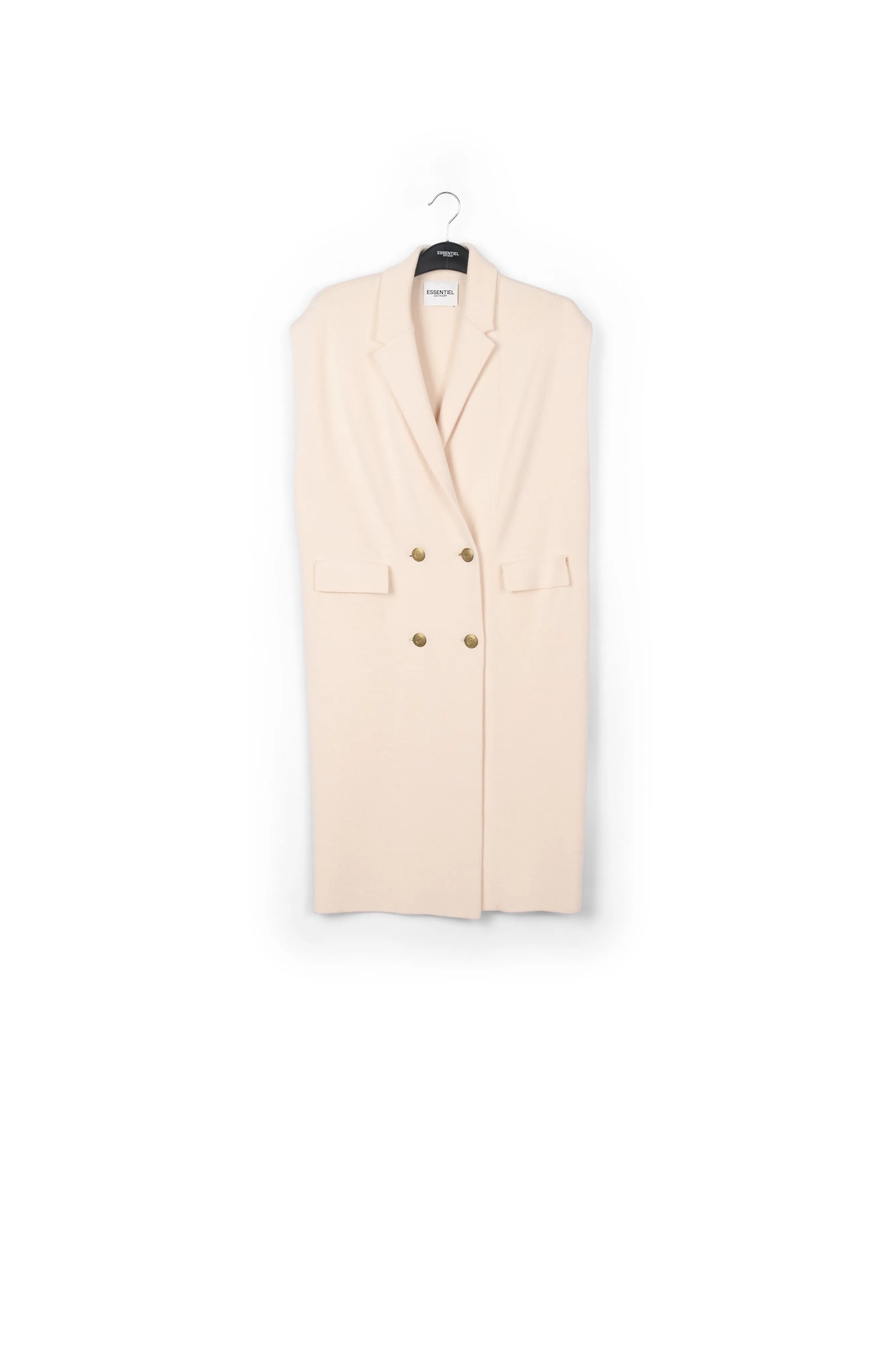 Off-white sleeveless midi-length cardigan