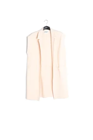 Off-white sleeveless midi-length cardigan