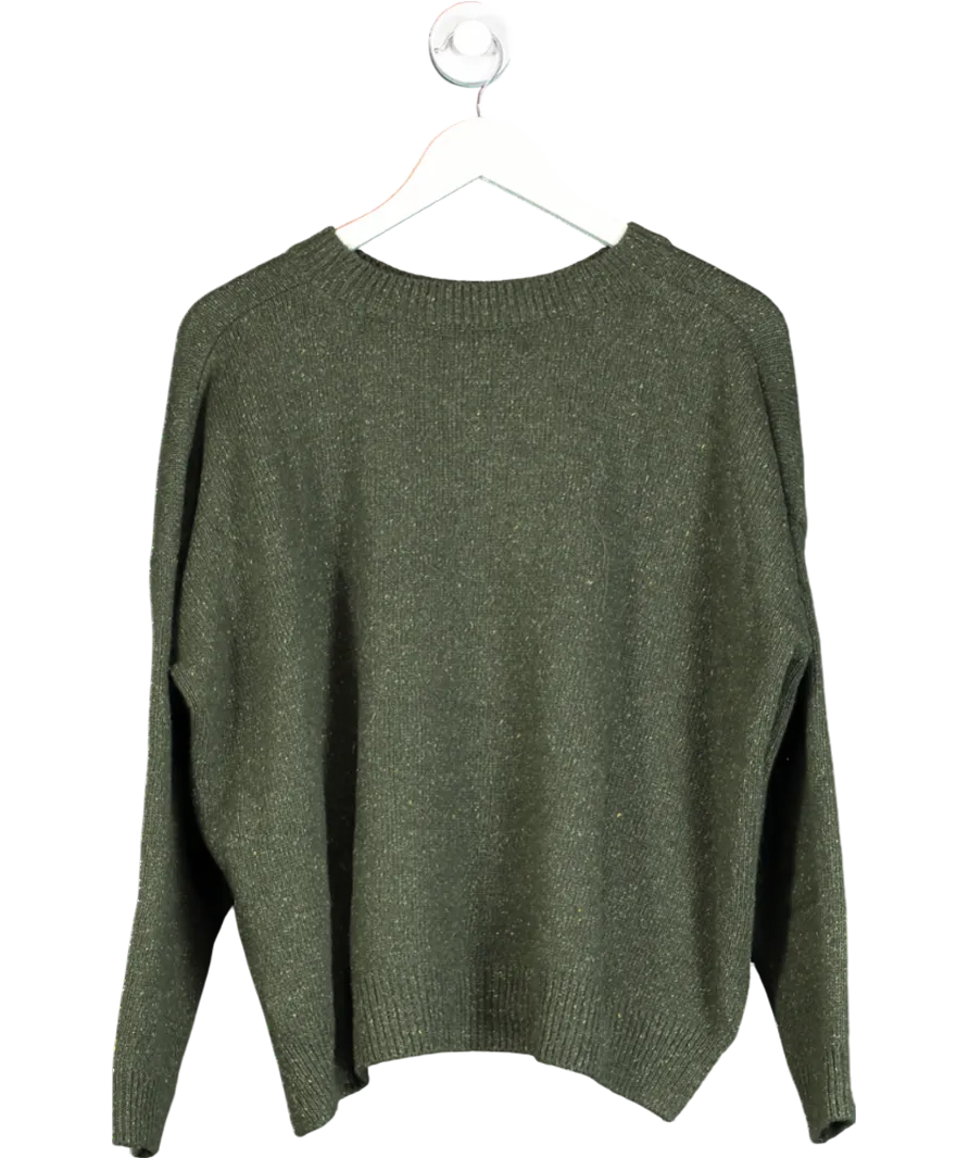 OLIVE CLOTHING Green Unbalanced Crew Neck Knit UK S/M