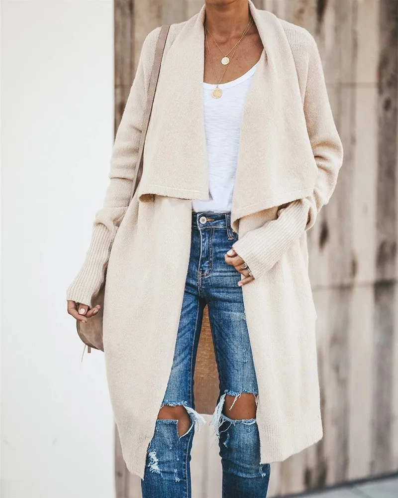 Open Front Knit Longline Cardigan