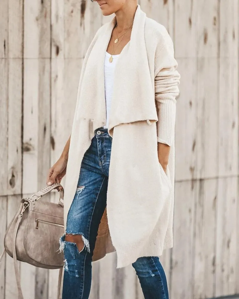 Open Front Knit Longline Cardigan