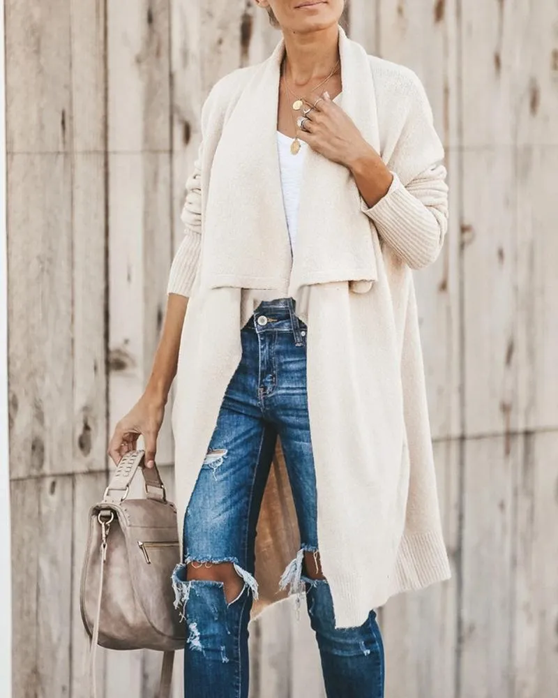 Open Front Knit Longline Cardigan
