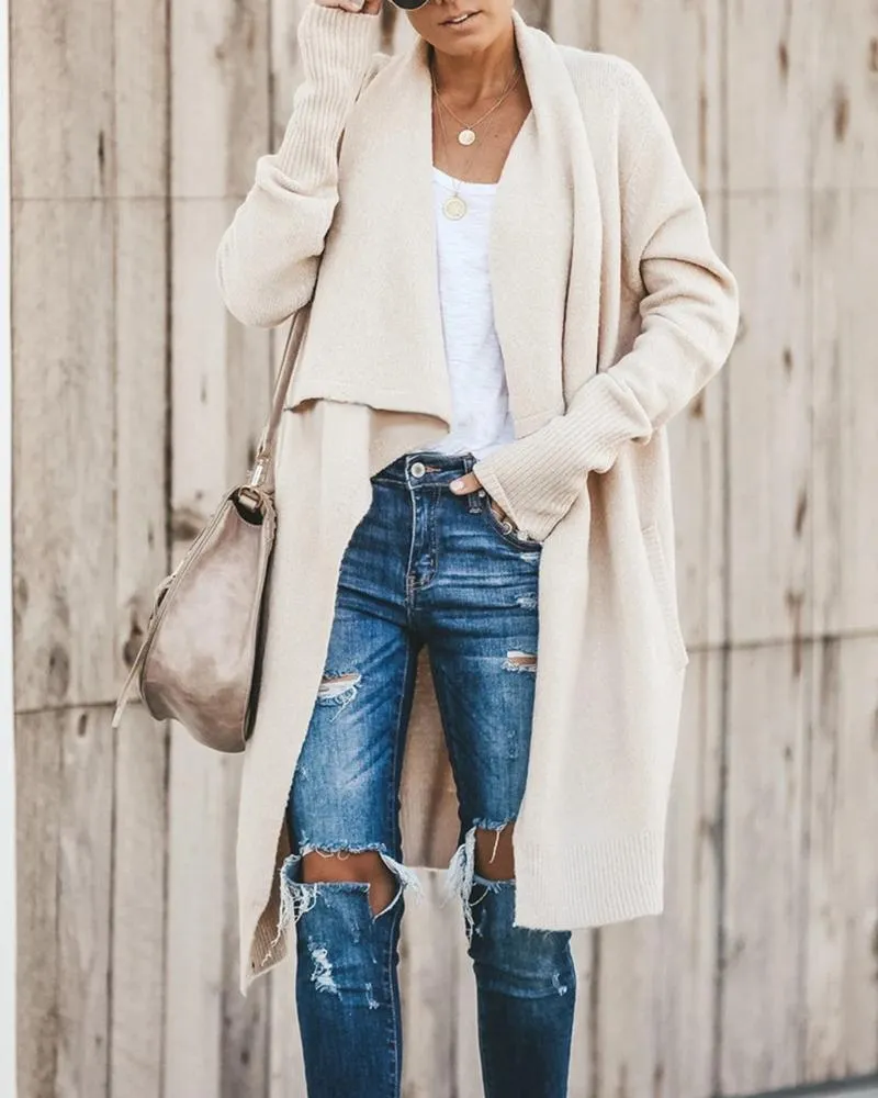 Open Front Knit Longline Cardigan