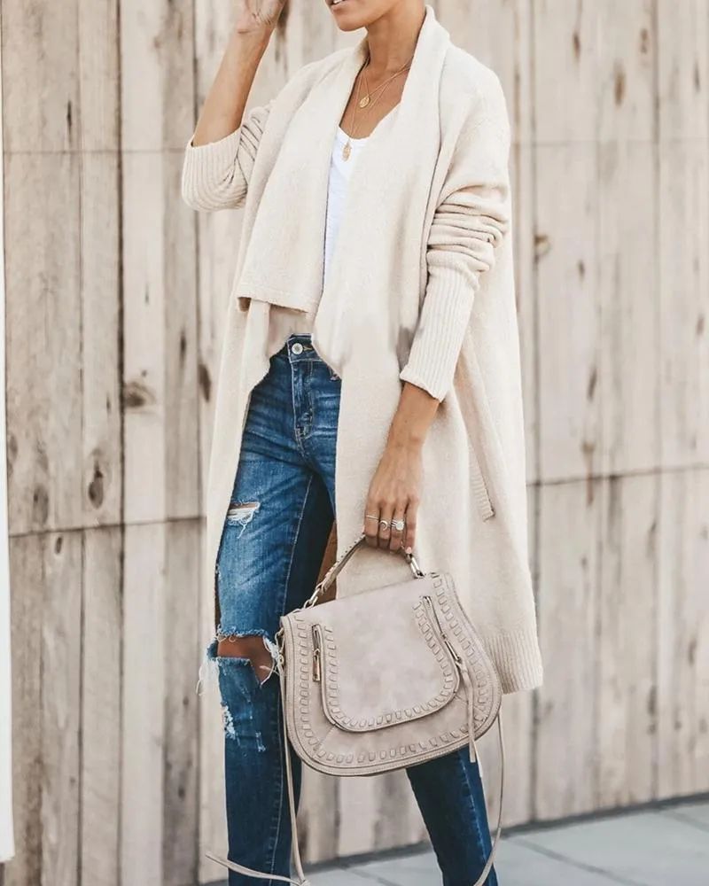 Open Front Knit Longline Cardigan