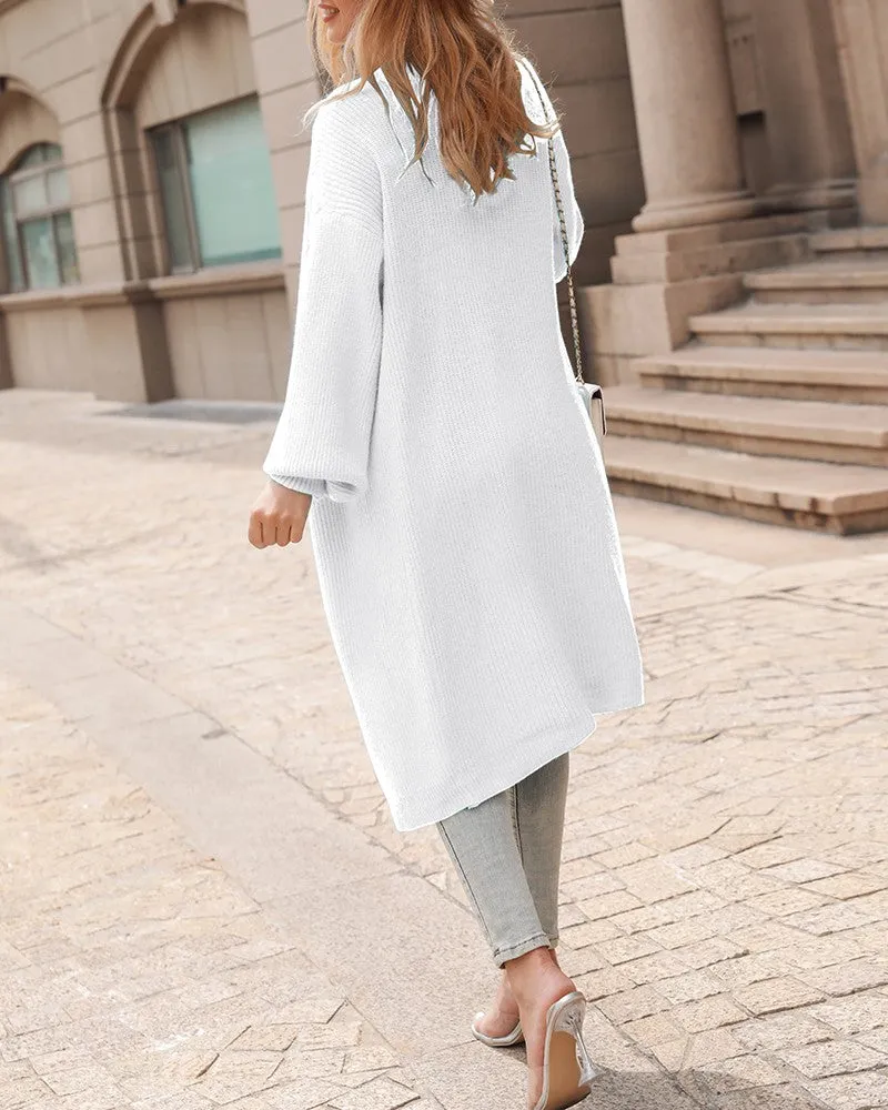 Open Front Longline Knit Cardigan