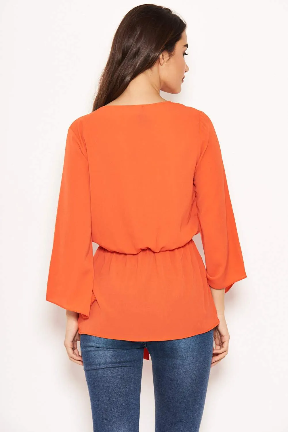 Orange Tie Front Top