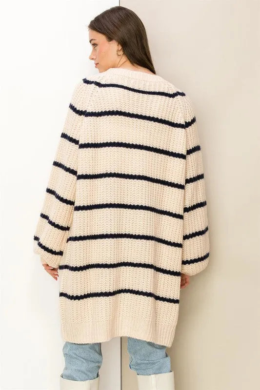 Oversized Striped Cardigan (Various Colors), Hyfve