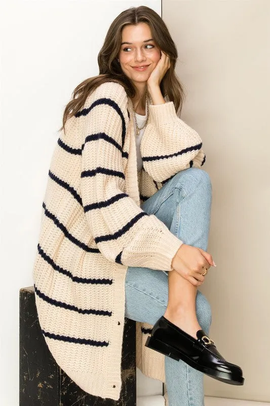 Oversized Striped Cardigan (Various Colors), Hyfve