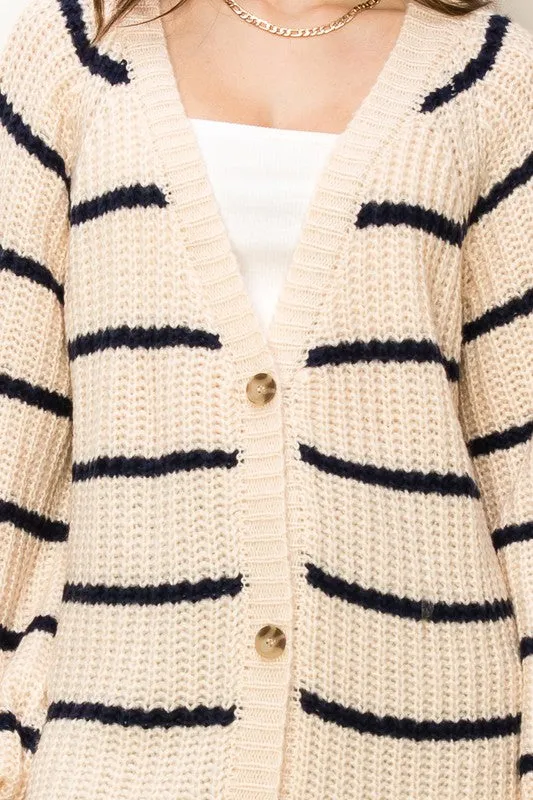 Oversized Striped Cardigan (Various Colors), Hyfve